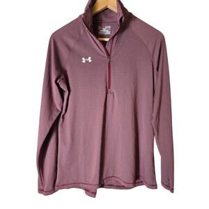 UNDER ARMOUR Red Purple Stripe 1/4 Zip Active Outdoor Golf Running Top SZ S